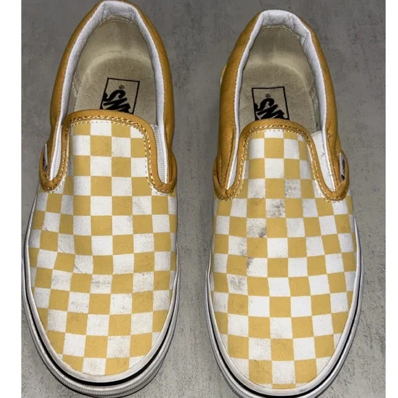 Vans Classic Yellow and White Checkered Slip-Ons - Picture 4 of 7